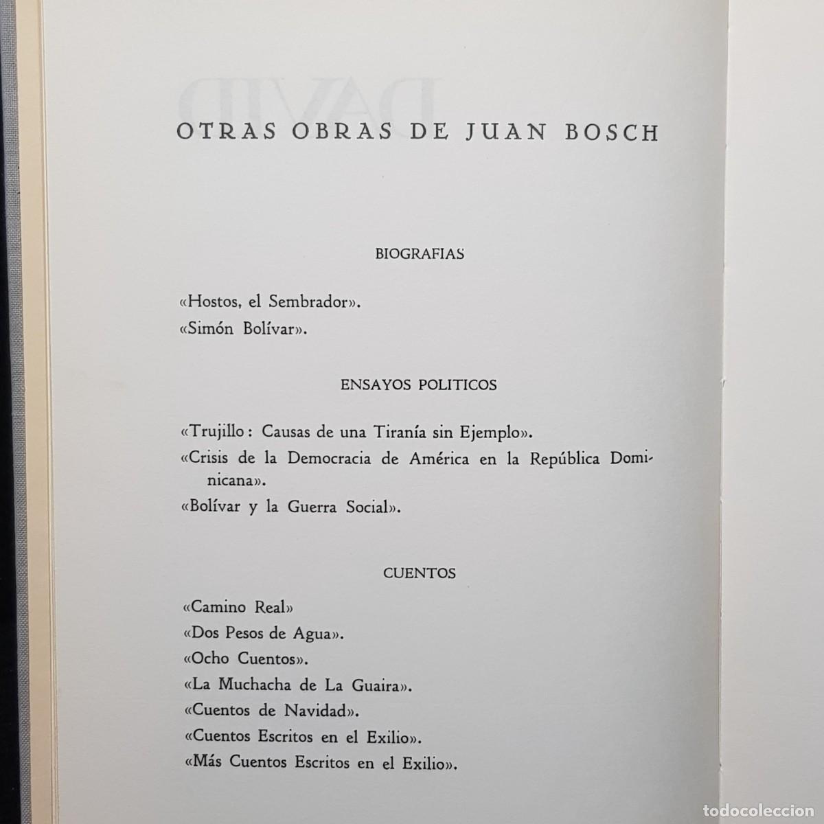 Libros de segunda mano: DAVID - JUAN BOSCH - COLECCI&Oacute;N YUNQUE - 27 - 1967 / 69 - Foto 6