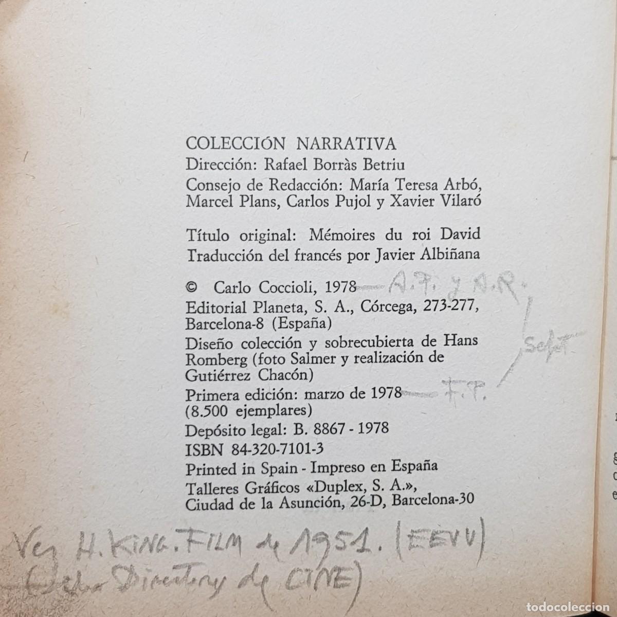 Libros de segunda mano: DAVID - CARLO COCCIOLI - NOVELA - PLANETA - 1978 / 70 - Foto 6