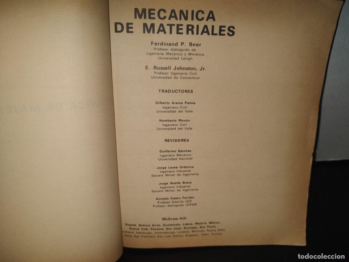 Libros de segunda mano: 132- MEC&Aacute;NICA DE MATERIALES - FERDINAND P. BEER - 1981 - Foto 4