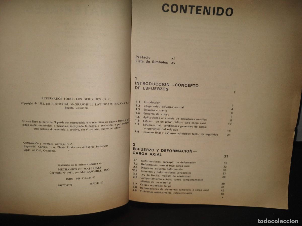 Libros de segunda mano: 132- MEC&Aacute;NICA DE MATERIALES - FERDINAND P. BEER - 1981 - Foto 5
