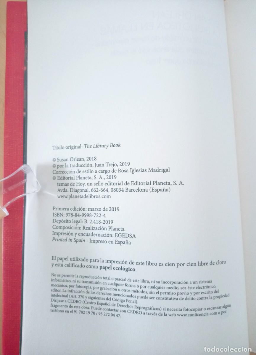 Libros de segunda mano: SUSAN ORLEAN LA BIBLIOTECA EN LLAMAS - Foto 7