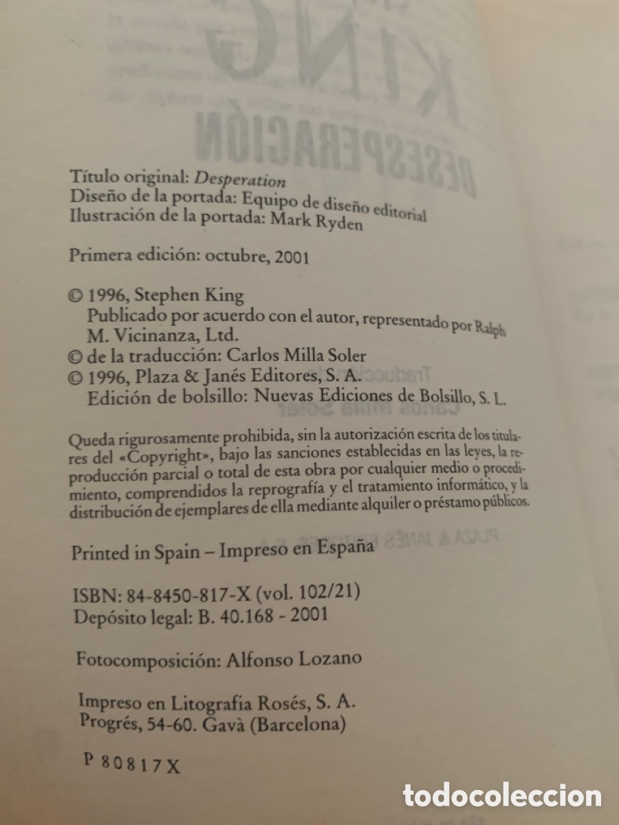 Libros de segunda mano: Desesperaci&oacute;n Stephen King - Foto 3