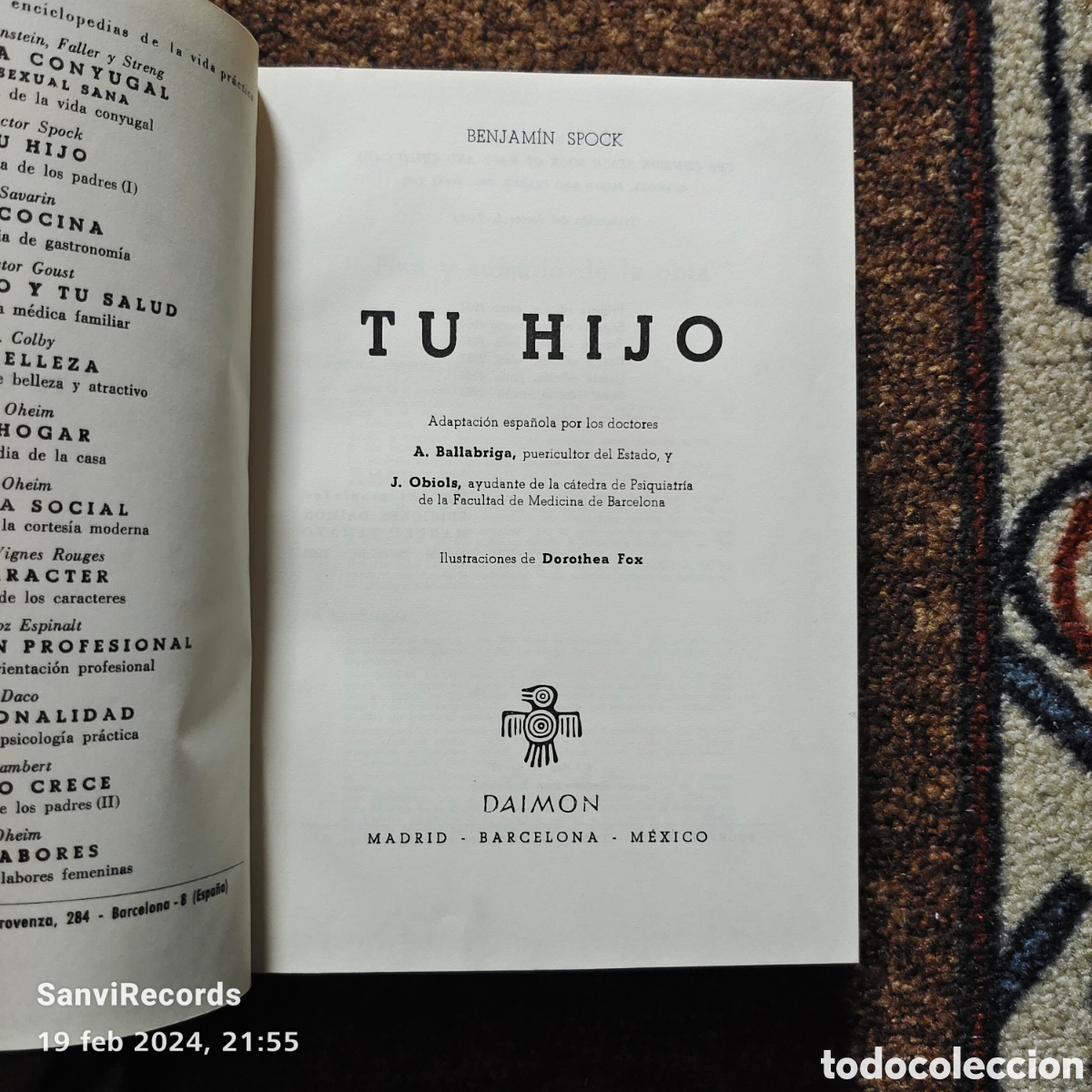 Libros de segunda mano: TU HIJO (BENJAM&Iacute;N SPOCK) (DAIMON) - Foto 2