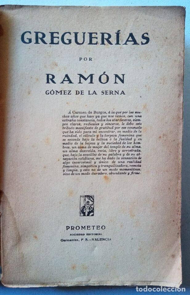Libros de segunda mano: G&oacute;mez de la Serna, Ram&oacute;n - Greguer&iacute;as - Primera Edici&oacute;n- (1917) - Foto 2