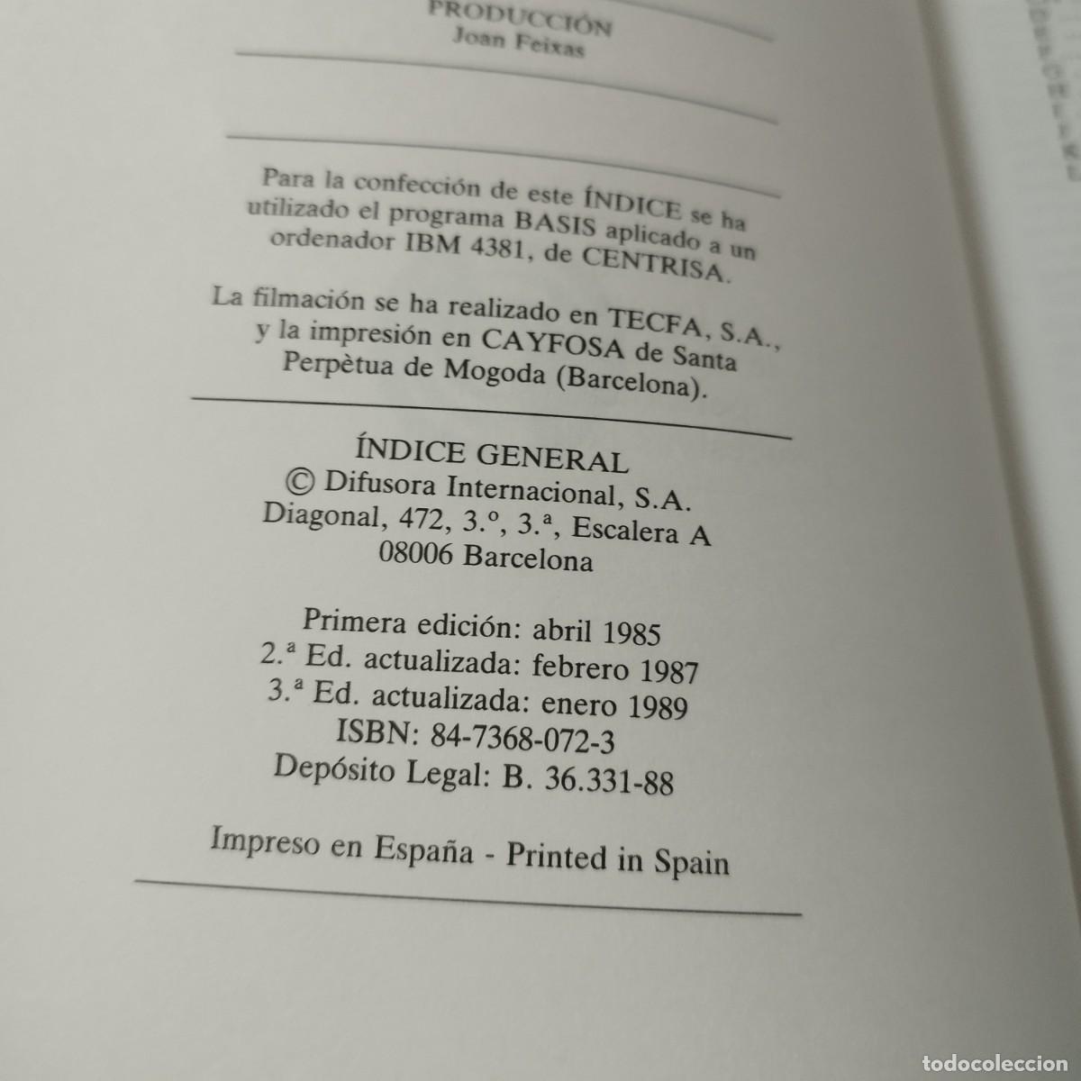 Libros de segunda mano: INDICE GENERAL 1899-1988 / / EVA 132 / DIFUSORA - Foto 6