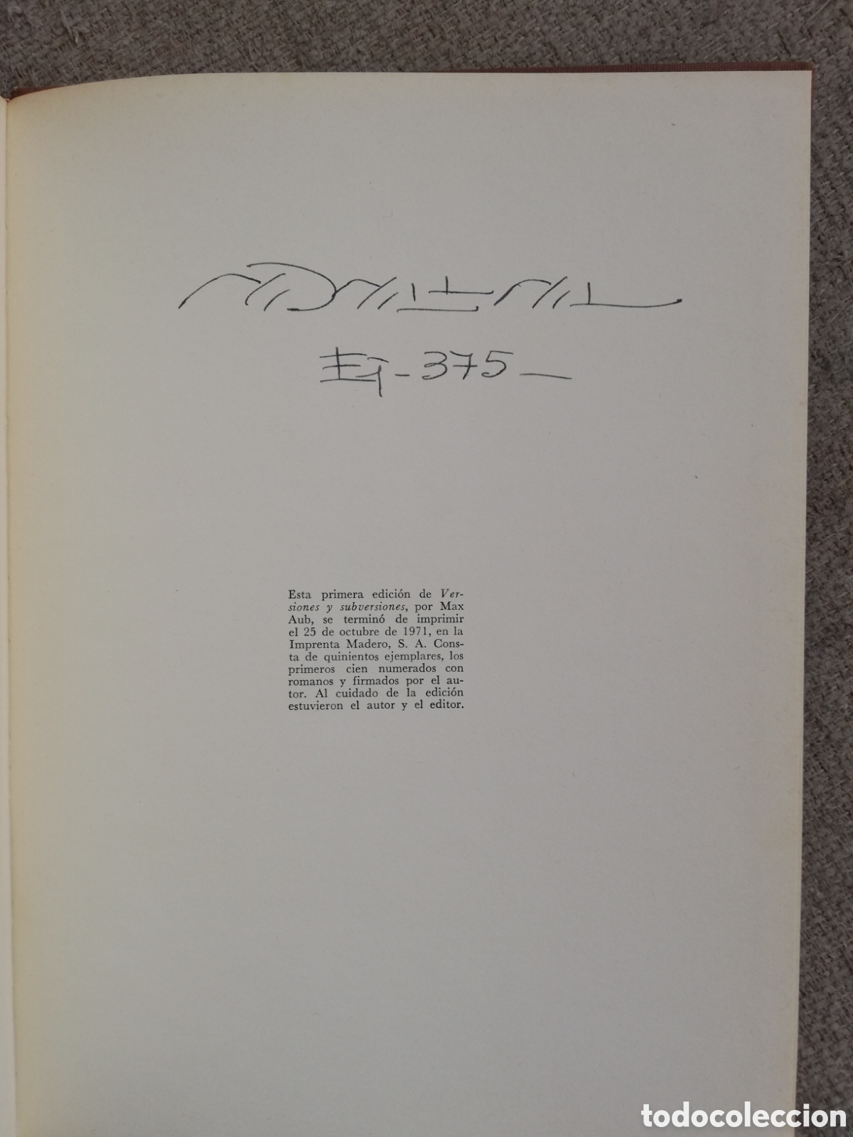 Libros de segunda mano: Versiones y Subversiones, de Max Aub. Primera edici&oacute;n mexicana 1971. Ejemplar numerado - Foto 5