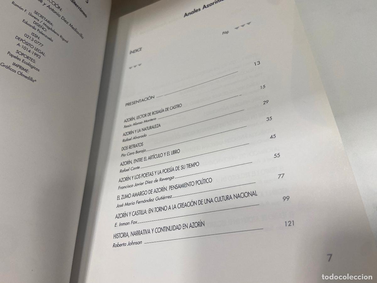 Libros de segunda mano: Anales azorinianos 5 / Caja de Ahorros del Mediterraneo / - Foto 4