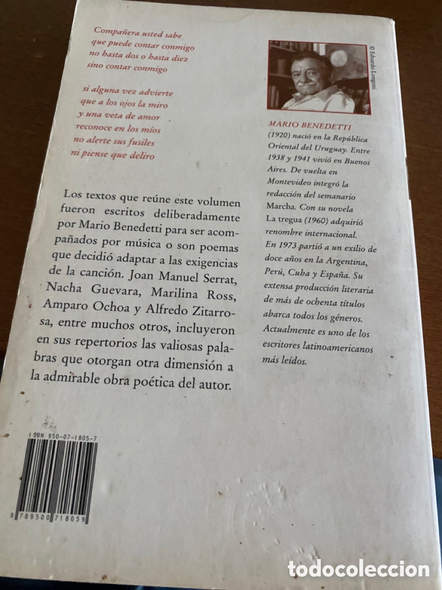 Libros de segunda mano: Canciones del mas all&aacute; Mario Benedetti - Foto 2
