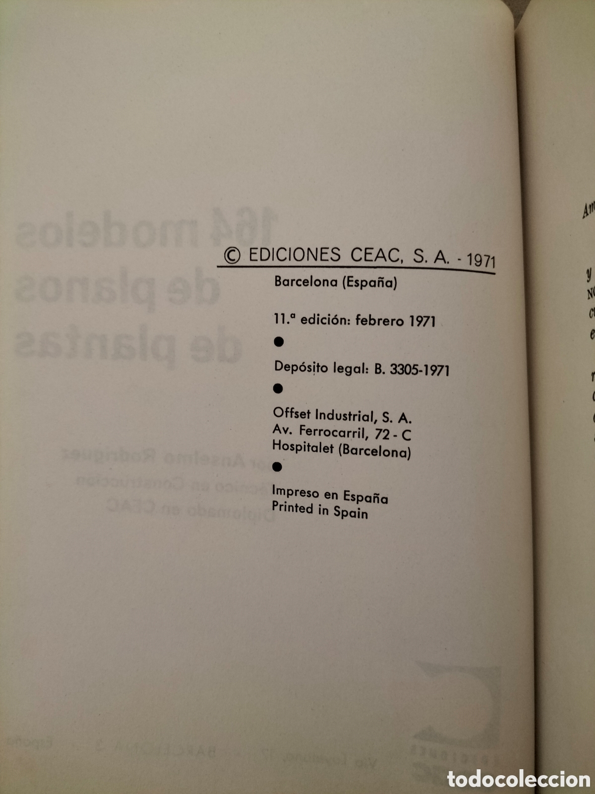 Libros de segunda mano: 164 modelos de planos de plantas. Anselmo Rodr&iacute;guez. Ediciones ceac, 1971. Libro - Foto 5