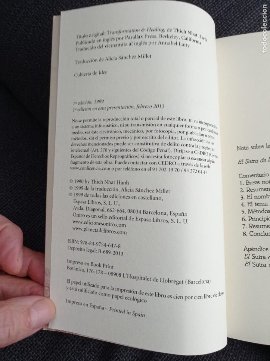 Libros de segunda mano: Libro Transformaci&oacute;n y sanaci&oacute;n. Thich Nhat Hanh. Oniro 2013. - Foto 5