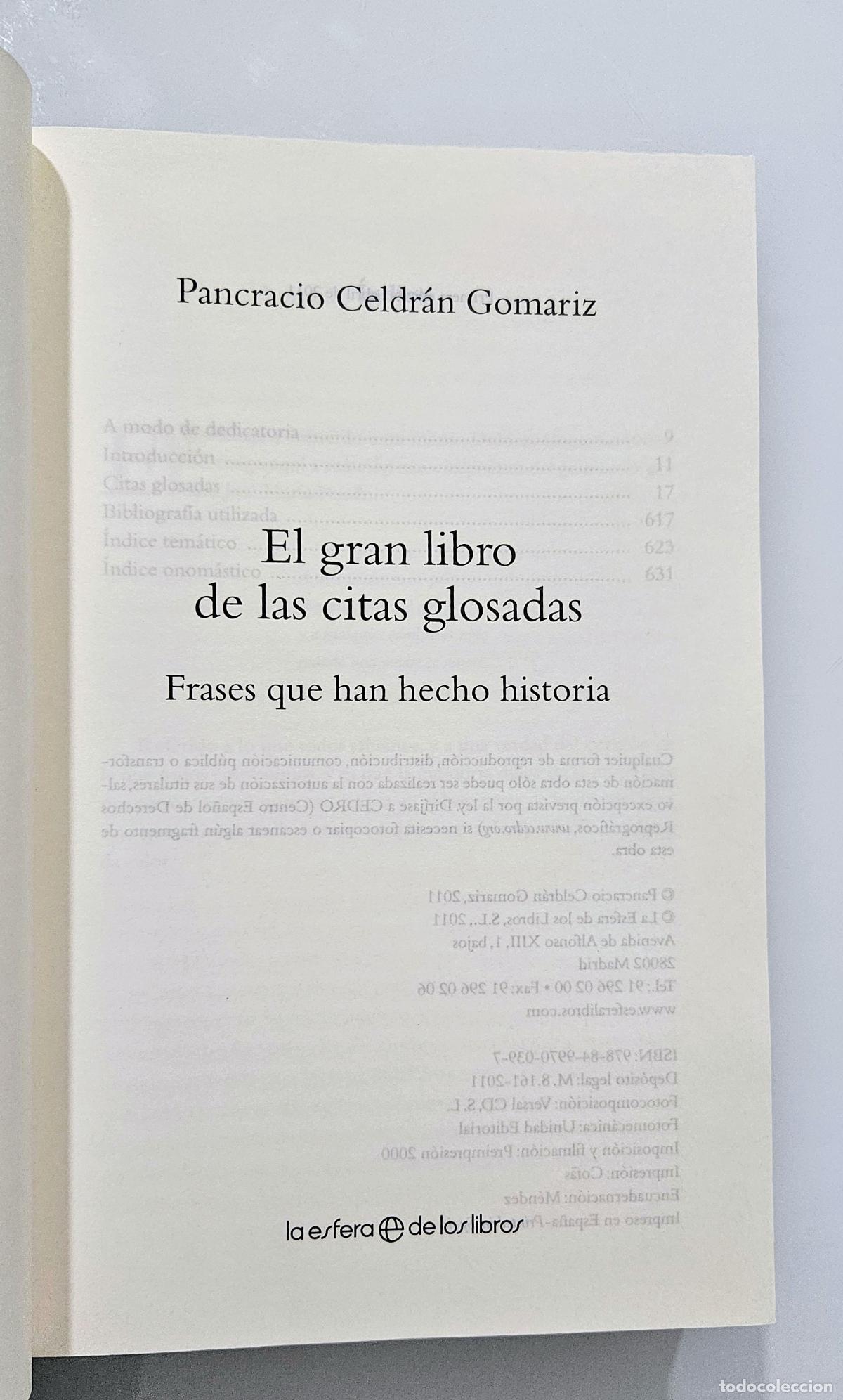 Libros de segunda mano: El gran libro de las citas glosadas | Celdr&aacute;n Gom&aacute;riz | La Esfera de los Libros, 2011 - Foto 4