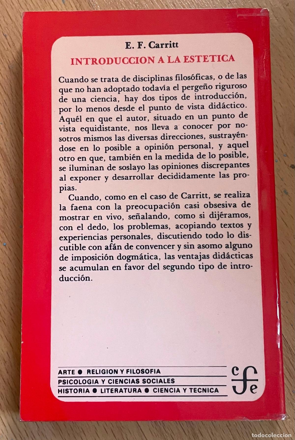 Libros de segunda mano: INTRODUCCION A LA ESTETICA, EF, Carritt, Breviarios - Foto 2