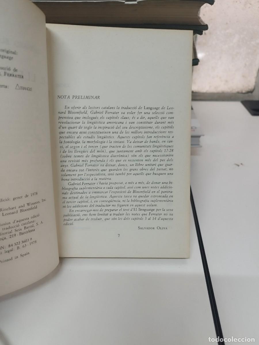 Libros de segunda mano: EL LLENGUATGE 2. LEONARD BLOOMFIELD. EDITORIAL SEIX BARRAL. - Foto 3