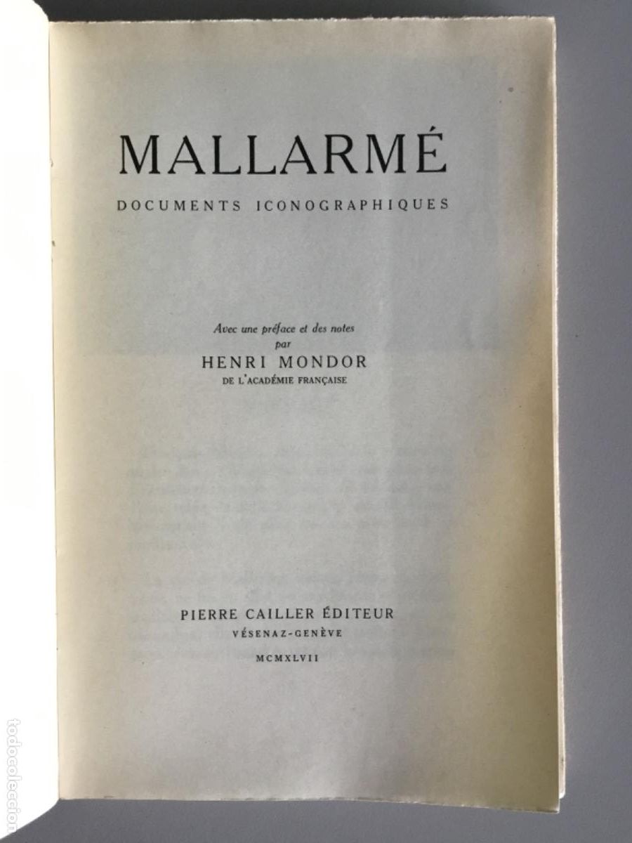 Libros de segunda mano: MALLARM&Eacute; // DOCUMENTS ICONOGRAPHIQUES // 1947 // PRIMERA EDICI&Oacute;N // EN FRANC&Eacute;S - Foto 3