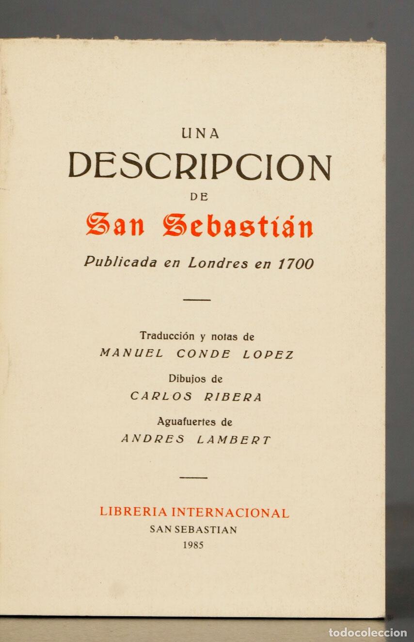 Gebrauchte B&uuml;cher: Descripci&oacute;n de San Sebasti&aacute;n relativa a su gobierno, costumbres y comercio