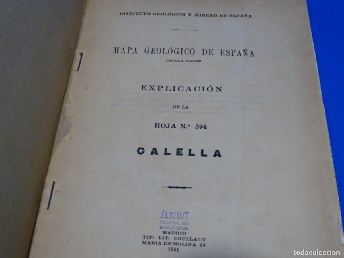 Libros de segunda mano: MAPA GEOL&Oacute;GICO DE ESPA&Ntilde;A HOJA 394 CALELLA 1941.