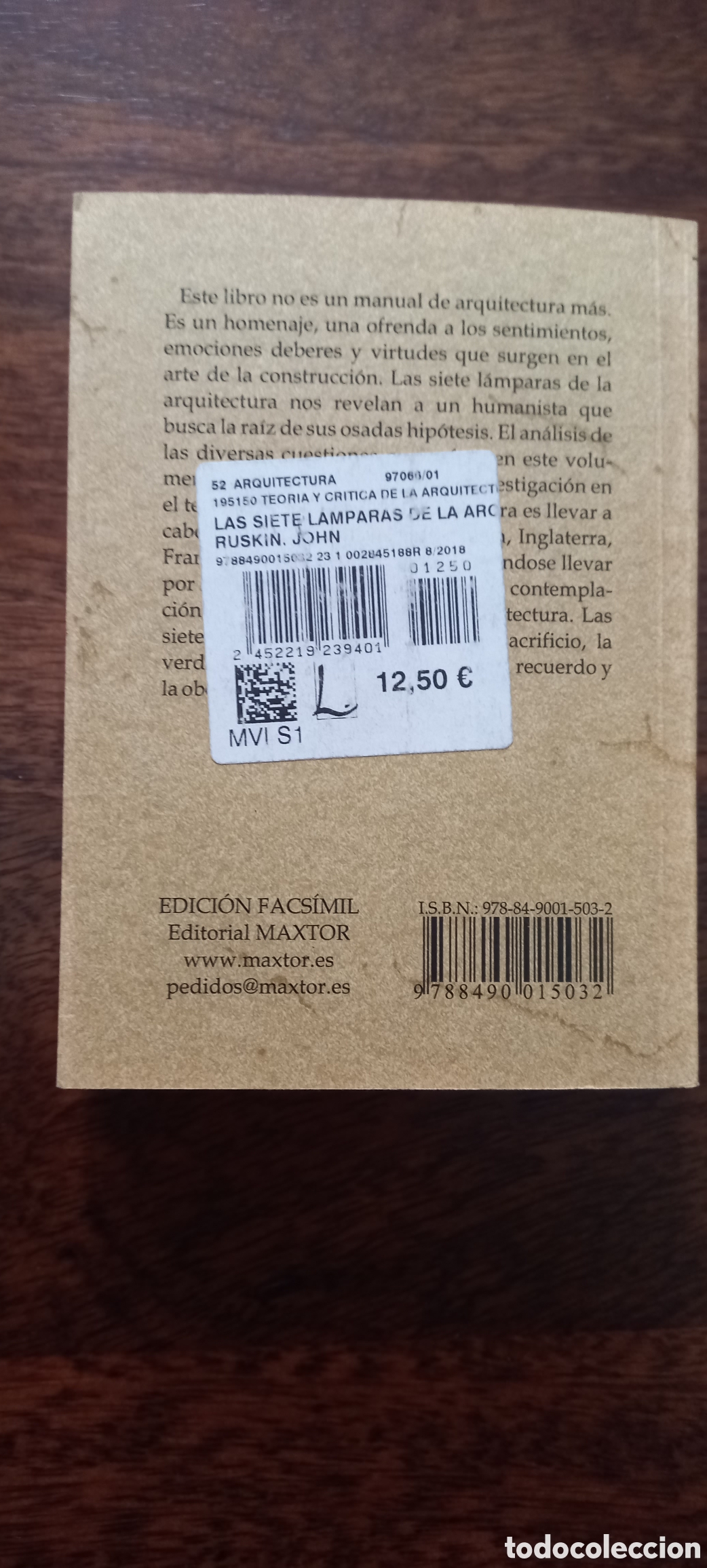 Libros de segunda mano: Las siete l&aacute;mparas de la arquitectura, John Ruskin - Foto 2