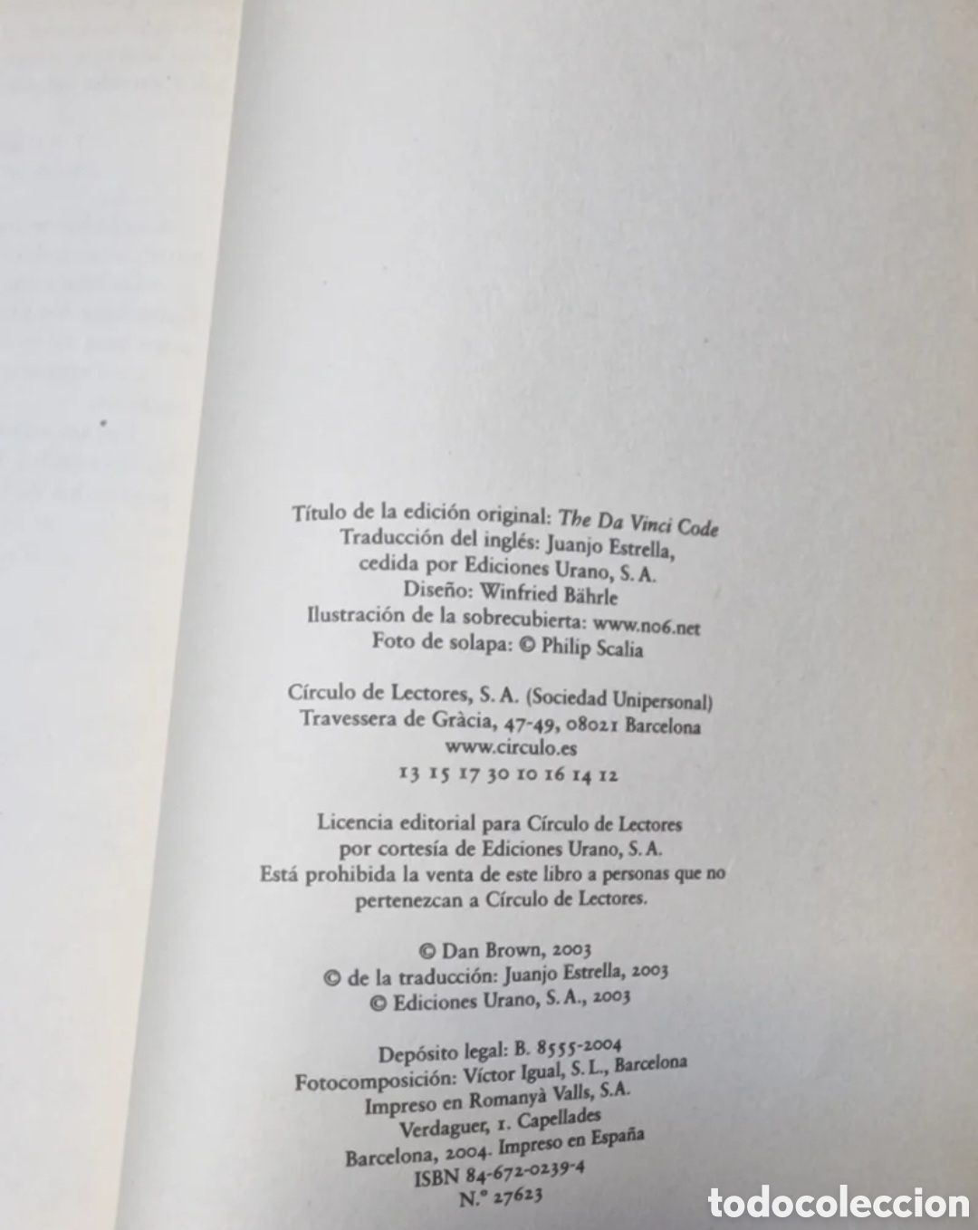 Libros de segunda mano: El C&oacute;digo Da Vinci - Dan Brown - Foto 3