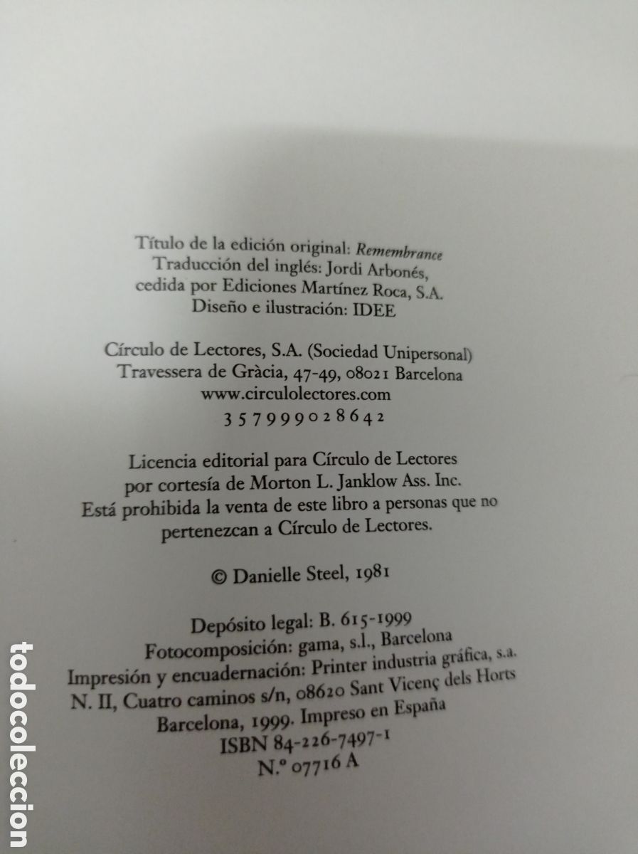 Libros de segunda mano: REMEMBRANZA, DANIELLE STEEL, BUEN ESTADO - Foto 2