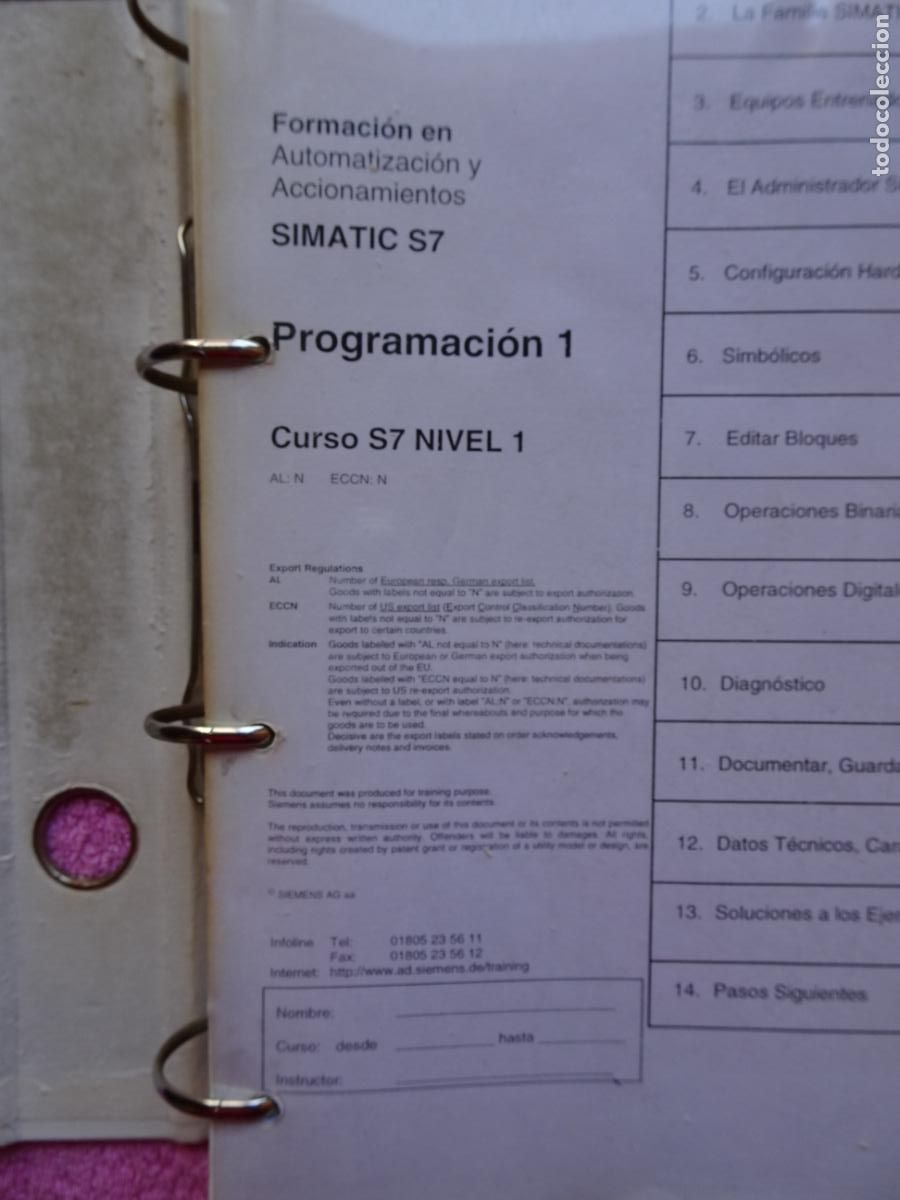 Libros de segunda mano: autom&aacute;tas programables s7 nivel 1 simatic version octubre 2002 a&ntilde;o 2005 curso de formacion siemens - Foto 4