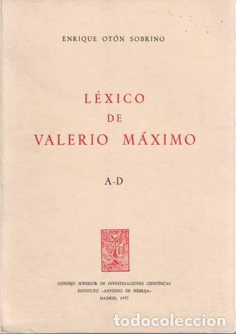 Libros de segunda mano: OTON SOBRINO, Enrique: LEXICO DE VALERIO MAXIMO. A-D. - Foto 1
