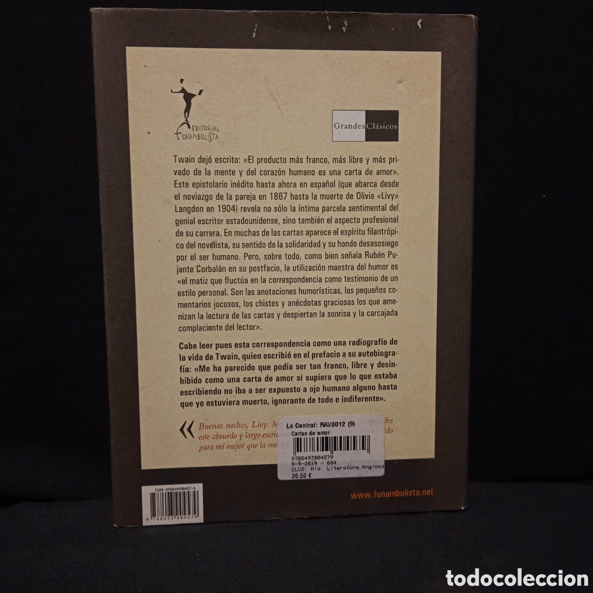 Libros de segunda mano: CARTAS DE AMOR - MARK TWAIN - FUNAMBULISTA 2011 #8466 - Foto 2