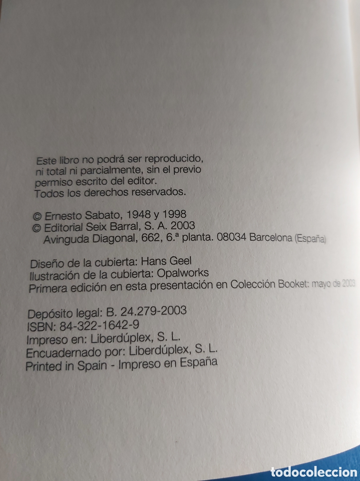Libros de segunda mano: EL T&Uacute;NEL $ E. BABATO $ SEIX BARRAL $ 1 EDICI&Oacute;N, MAYO 2003 - Foto 4