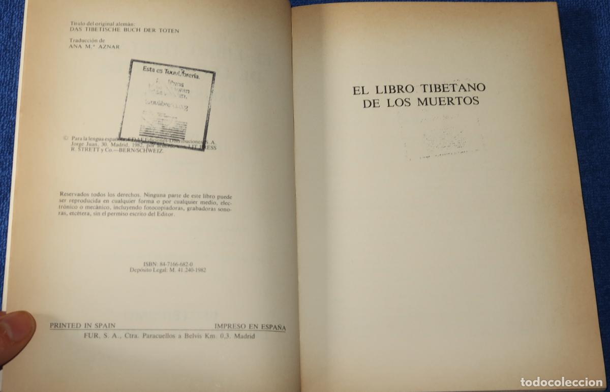 Libros de segunda mano: El libro tibetano de los muertos - La tabla Esmeralda - EDAF (1982) - Foto 2