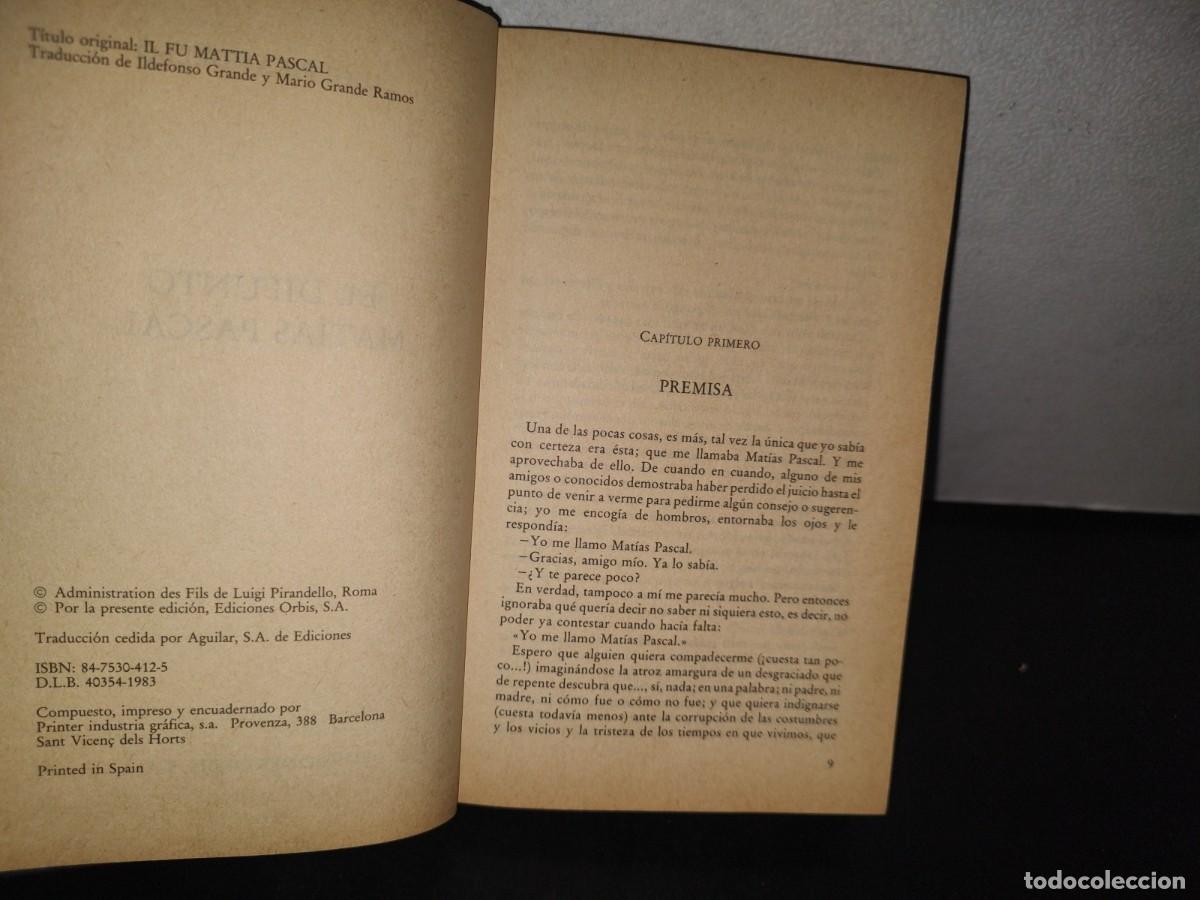 Libros de segunda mano: 98- EL DIFUNTO MAT&Iacute;AS PASCAL - LUIGI PIRANDELLO - EDICIONES ORBIS - Foto 4