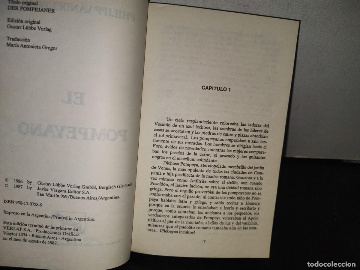 Libros de segunda mano: 98- EL POMPEYANO - PHILIPP VANDENBERG - 1987 - Foto 7