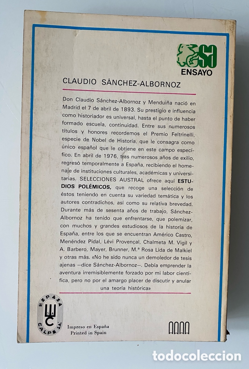 Libros de segunda mano: Estudios pol&eacute;micos - S&Aacute;NCHEZ-ALBORNOZ, Claudio - Foto 2