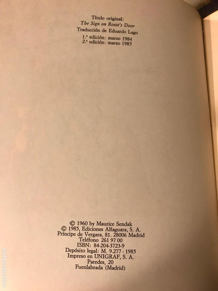 Libros de segunda mano: El letrero secreto de Rosie. Maurice Sendak - Foto 3
