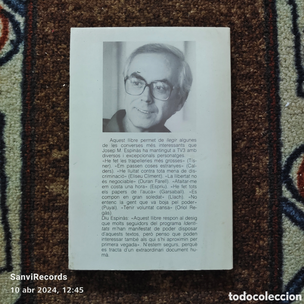 Libros de segunda mano: IDENTITATS, CONVERSES A TV3 (JOSEP M. ESPIN&Agrave;S) - Foto 2