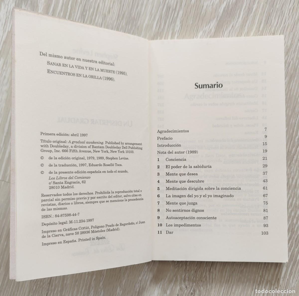 Libros de segunda mano: Libro. Un despertar gradual. De Stephen Levine. Primera edicion. A&ntilde;o 1997. - Foto 3