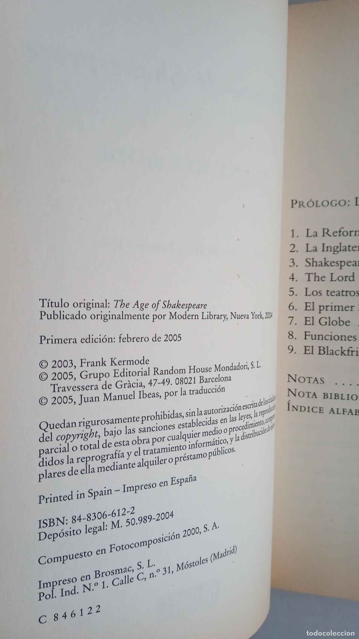 Libros de segunda mano: EL TIEMPO DE SHAKESPEARE. FRANK KERMODE. DEBATE - Foto 3