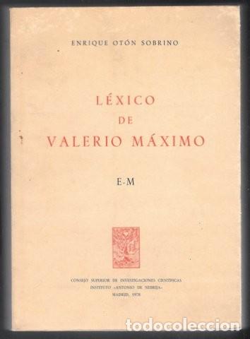 Libros de segunda mano: OTON SOBRINO, Enrique: LEXICO DE VALERIO MAXIMO. E-M. - Foto 1