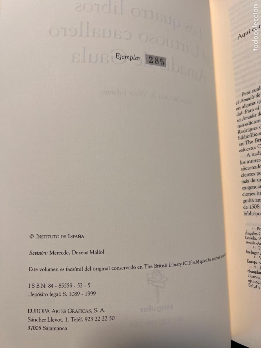Libros de segunda mano: Amad&iacute;s de Gaula , Facs&iacute;mil . edici&oacute;n limitada y justificada , a&ntilde;o 1999 - Foto 5