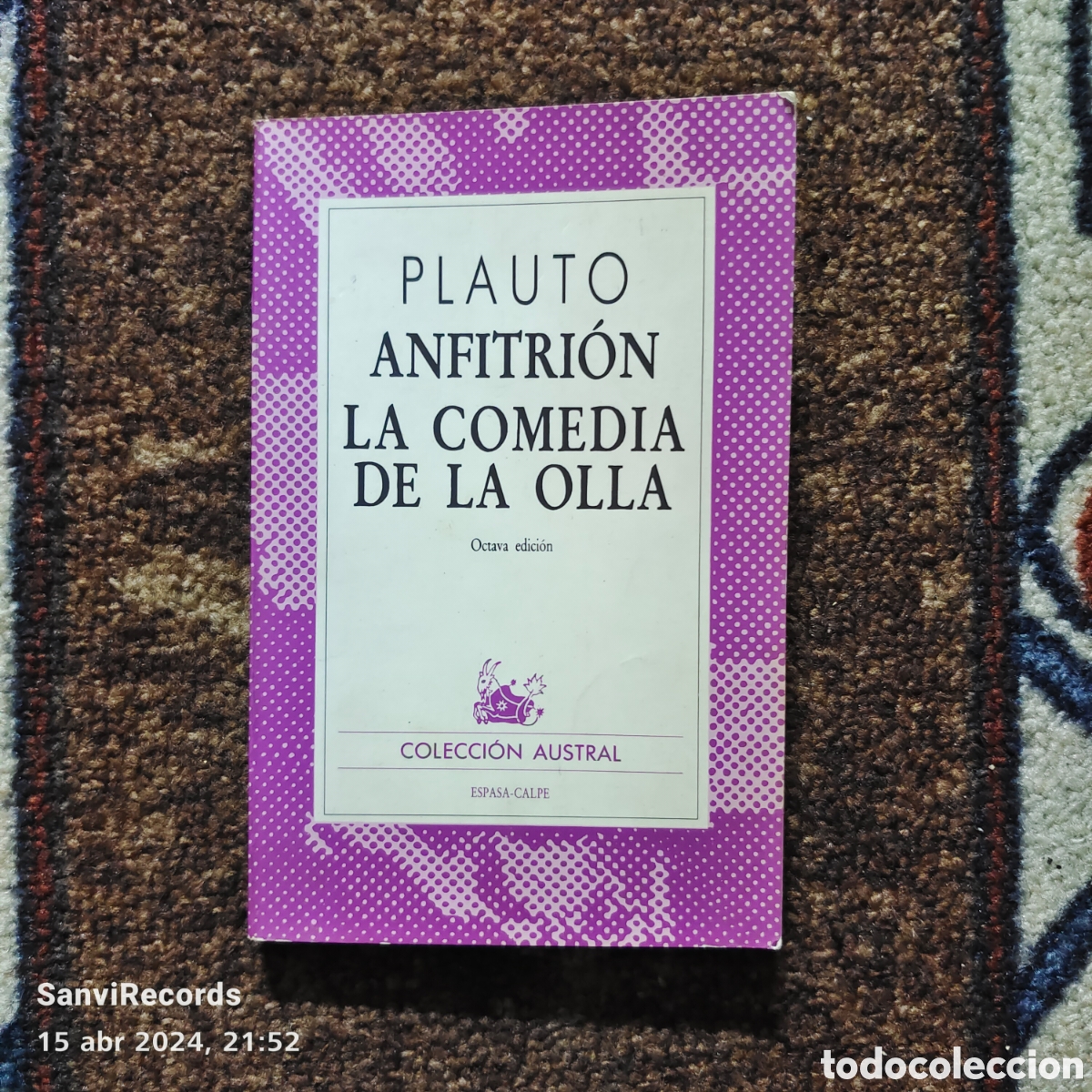 Libros de segunda mano: ANFITRI&Oacute;N - LA COMEDIA DE LA OLLA (PLAUTO) (COLECCI&Oacute;N AUSTRAL, ESPASA-CALPE) - Foto 1