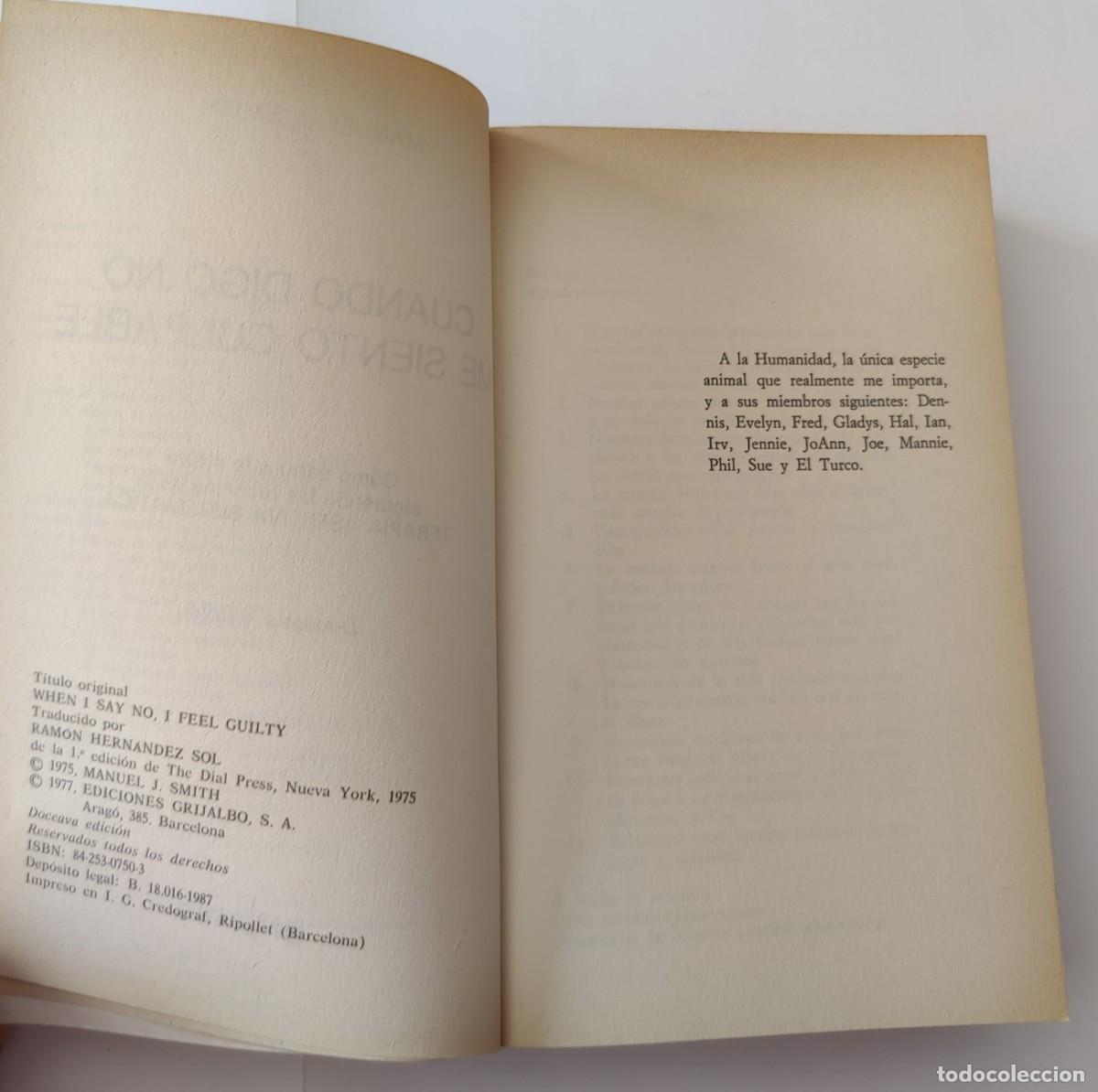 Libros de segunda mano: Libro. Cuando digo no, me siento culpable. Ayuda y Superacion. Manuel J. Smith. - Foto 4