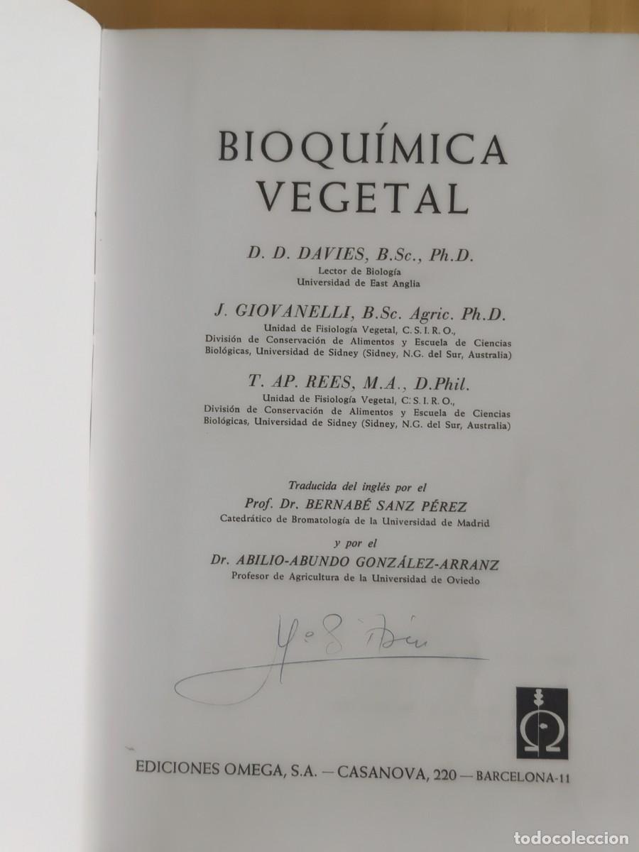 Libros de segunda mano: BIOQUIMICA VEGETAL - D. D. Davies - J. Giovanelli - Foto 2
