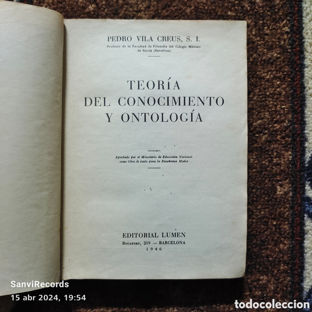 Libros de segunda mano: TEOR&Iacute;A DEL CONOCIMIENTO Y ONTOLOG&Iacute;A (VILACREUS) (EDITORIAL LUMEN) - Foto 2