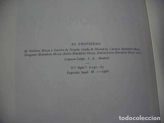 Libros de segunda mano: Obras completas de Gregorio Mara&ntilde;&oacute;n (completa 10 tomos) Ed. Espasa-Calpe - Foto 4
