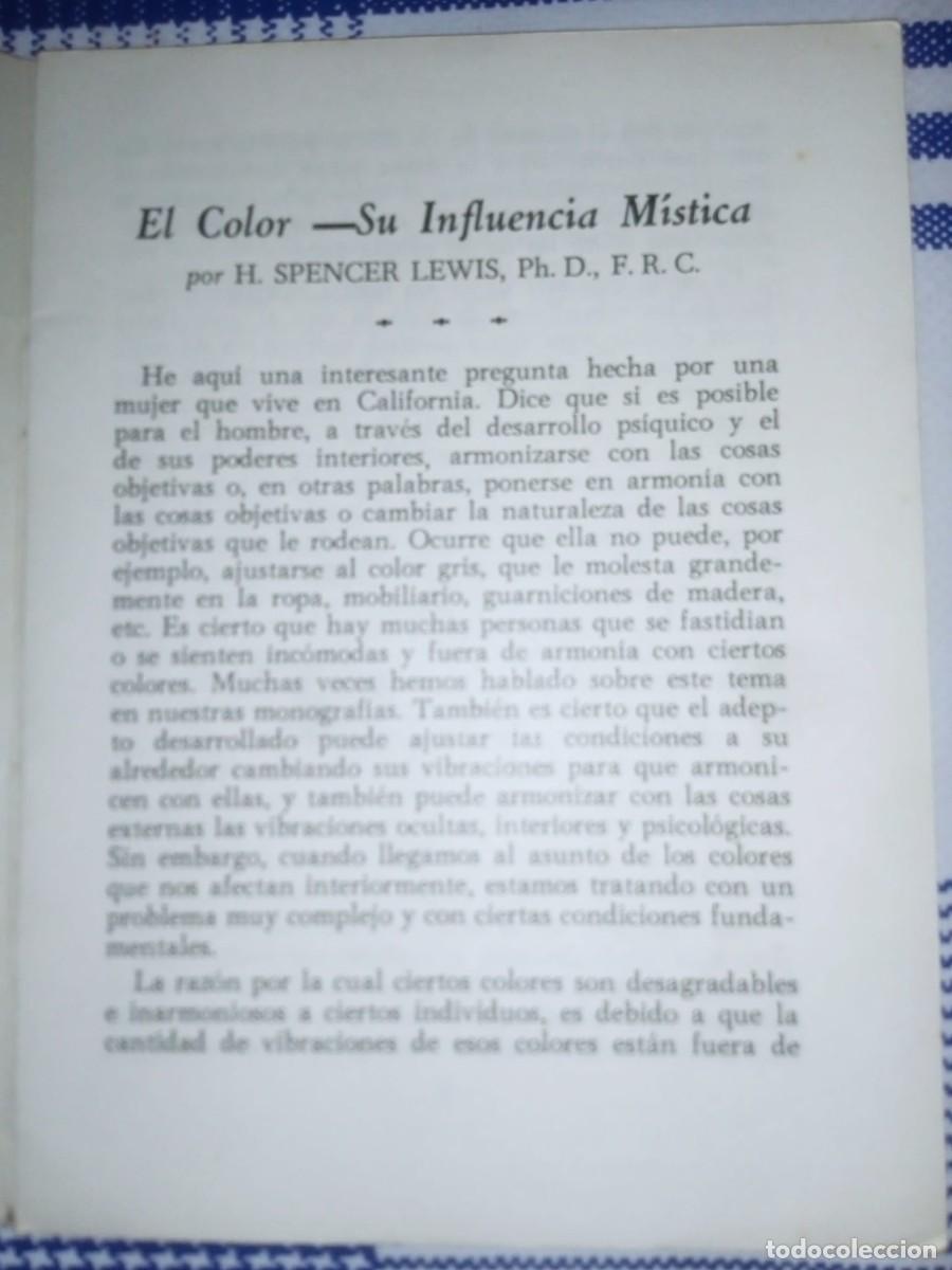 Libros de segunda mano: Rosacruces.El color - Su influencia mistica AMORC - Foto 3