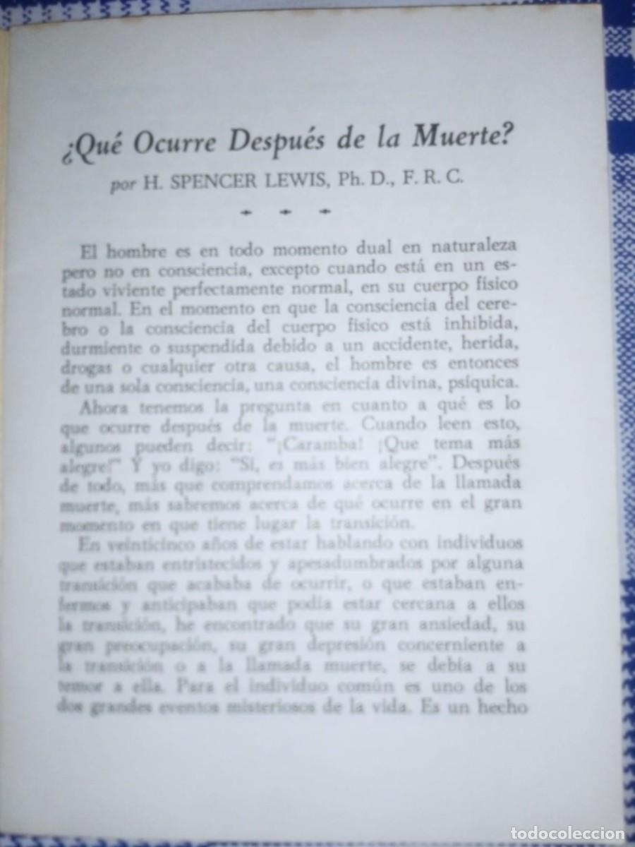 Libros de segunda mano: Rosacruces.&iquest;Que ocurre despues de la muerte? AMORC - Foto 3