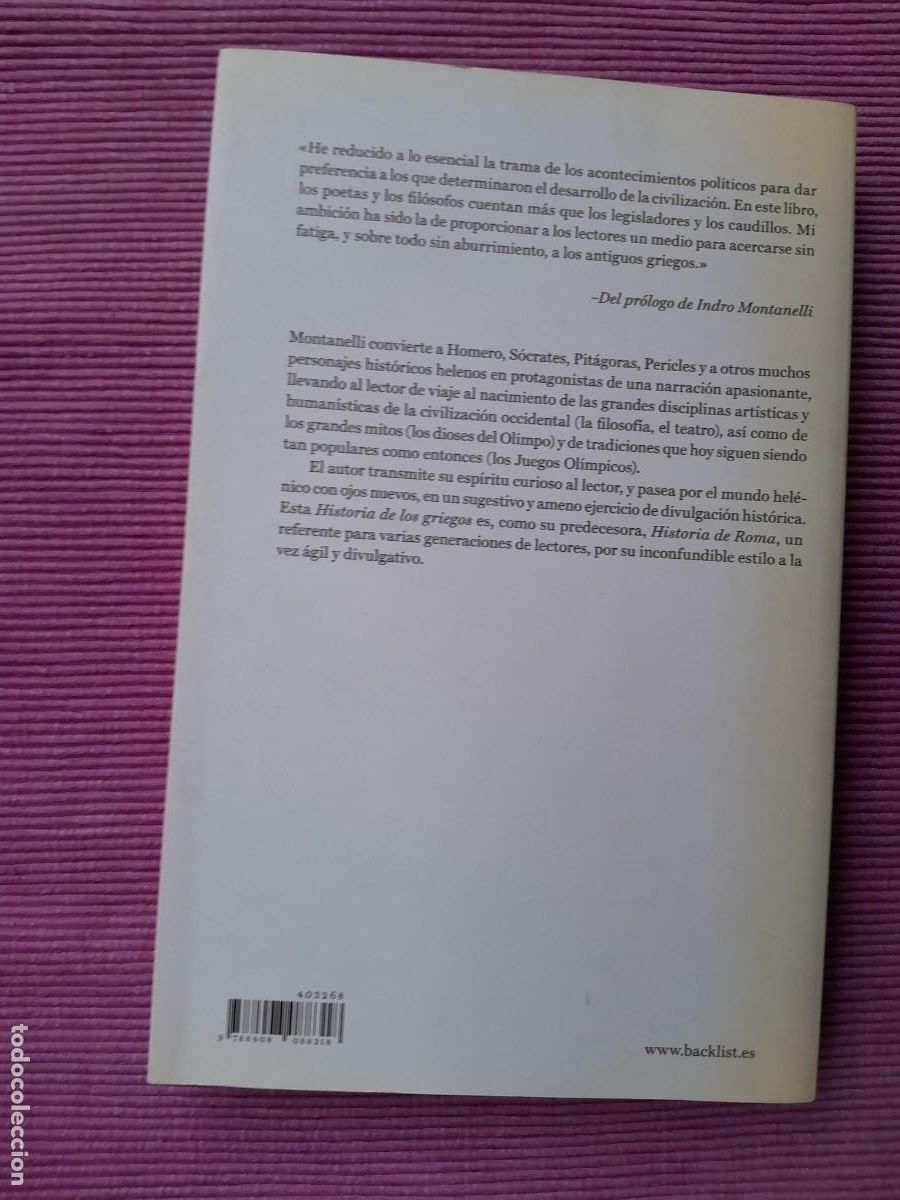 Libros de segunda mano: HISTORIA DE LOS GRIEGOS. INDRO MONTANELLI. BACKLIST 2009. - Foto 3