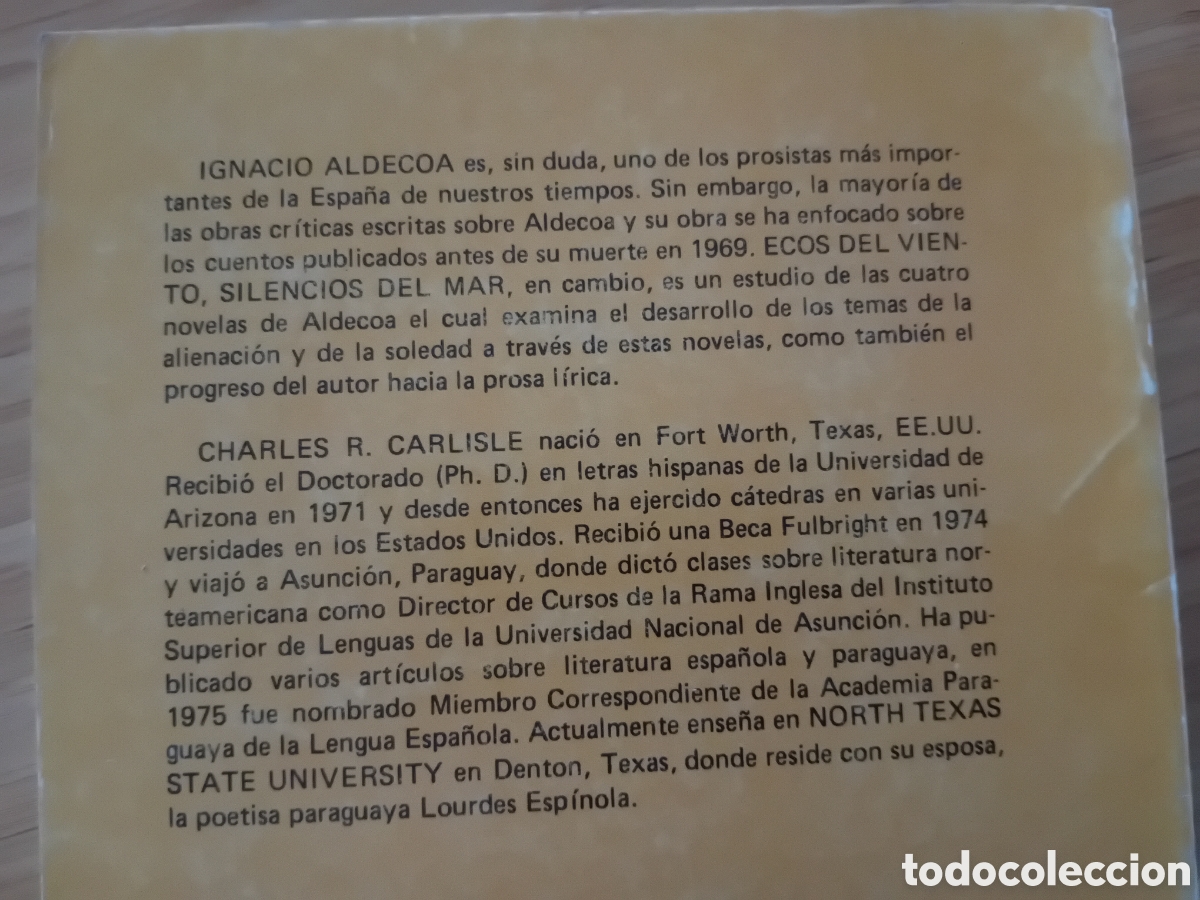 Libros de segunda mano: Ecos del viento, silencios del mar: la novel&iacute;stica de Ignacio Aldecoa - Charles E. Carlisle - Foto 2