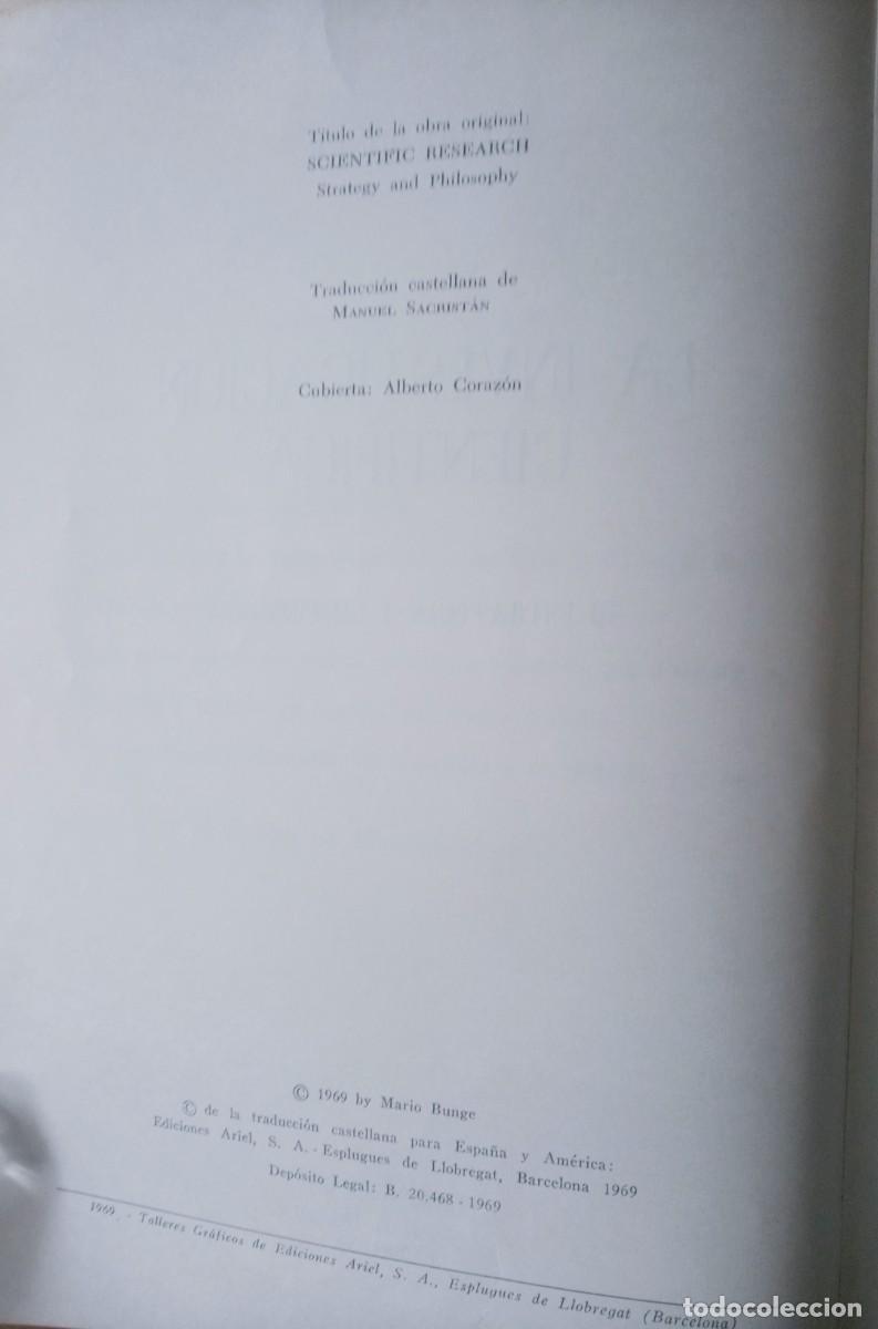 Libros de segunda mano: MARIO BUNGE LA INVESTIGACION CIENTIFICA - Foto 3
