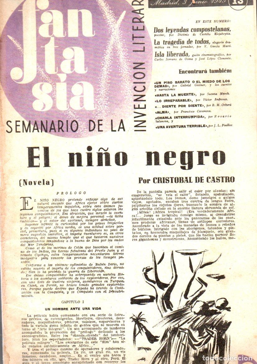 Livres d'occasion: CRIST&Oacute;BAL DE CASTRO : EL NI&Ntilde;O NEGRO (REVISTA LITERARIA FANTAS&Iacute;A N&ordm; 13, 1945)