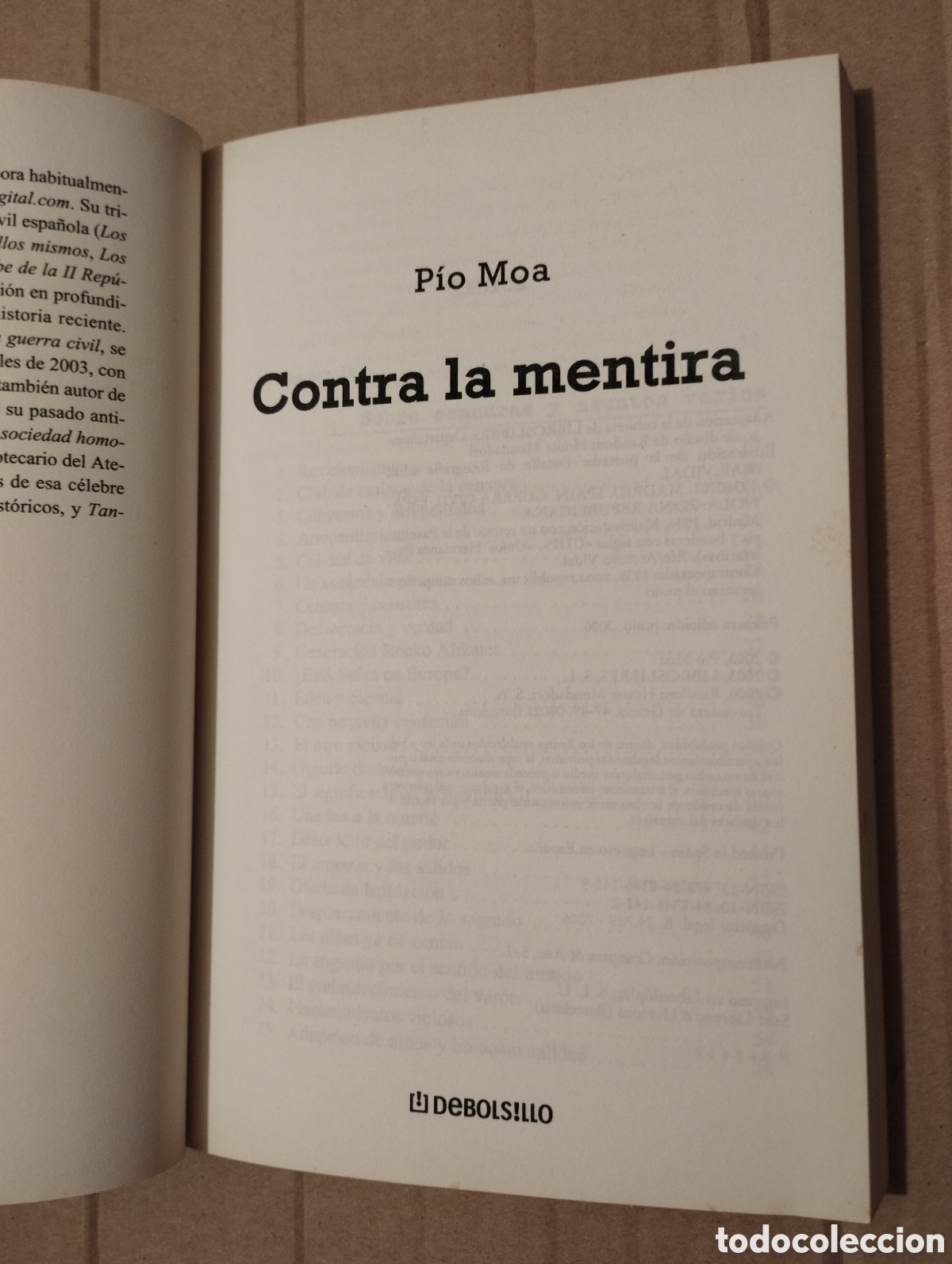 Libros de segunda mano: CONTRA LA MENTIRA (P&Iacute;O MOA) - Foto 2