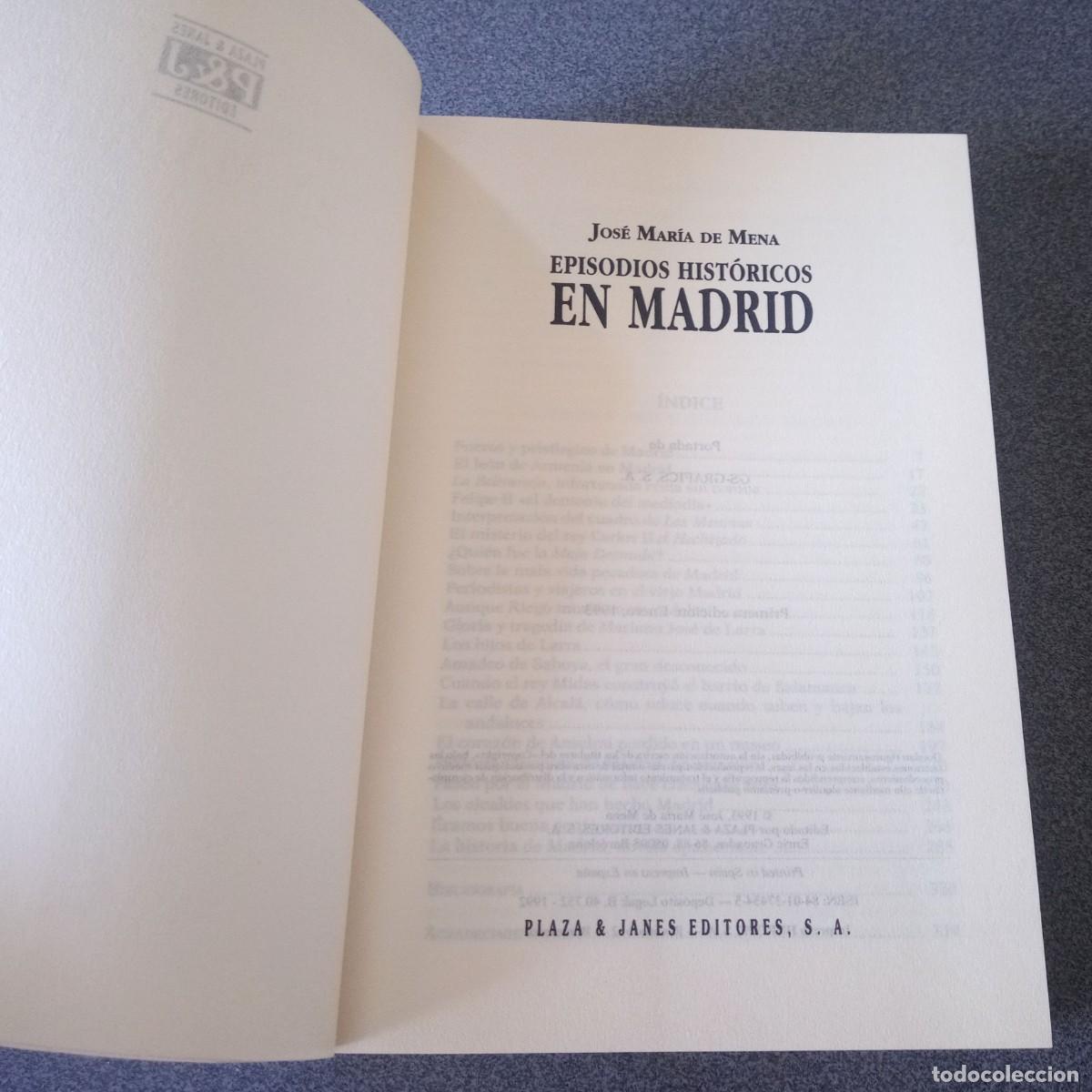 Libros de segunda mano: Episodios Hist&oacute;ricos En Madrid Jos&eacute; Mar&iacute;a De Mena - Foto 3